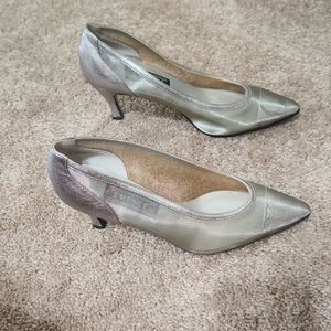 J Renee 7.5 Sparkly Pewter Mesh Elegant Silver Women's Heels